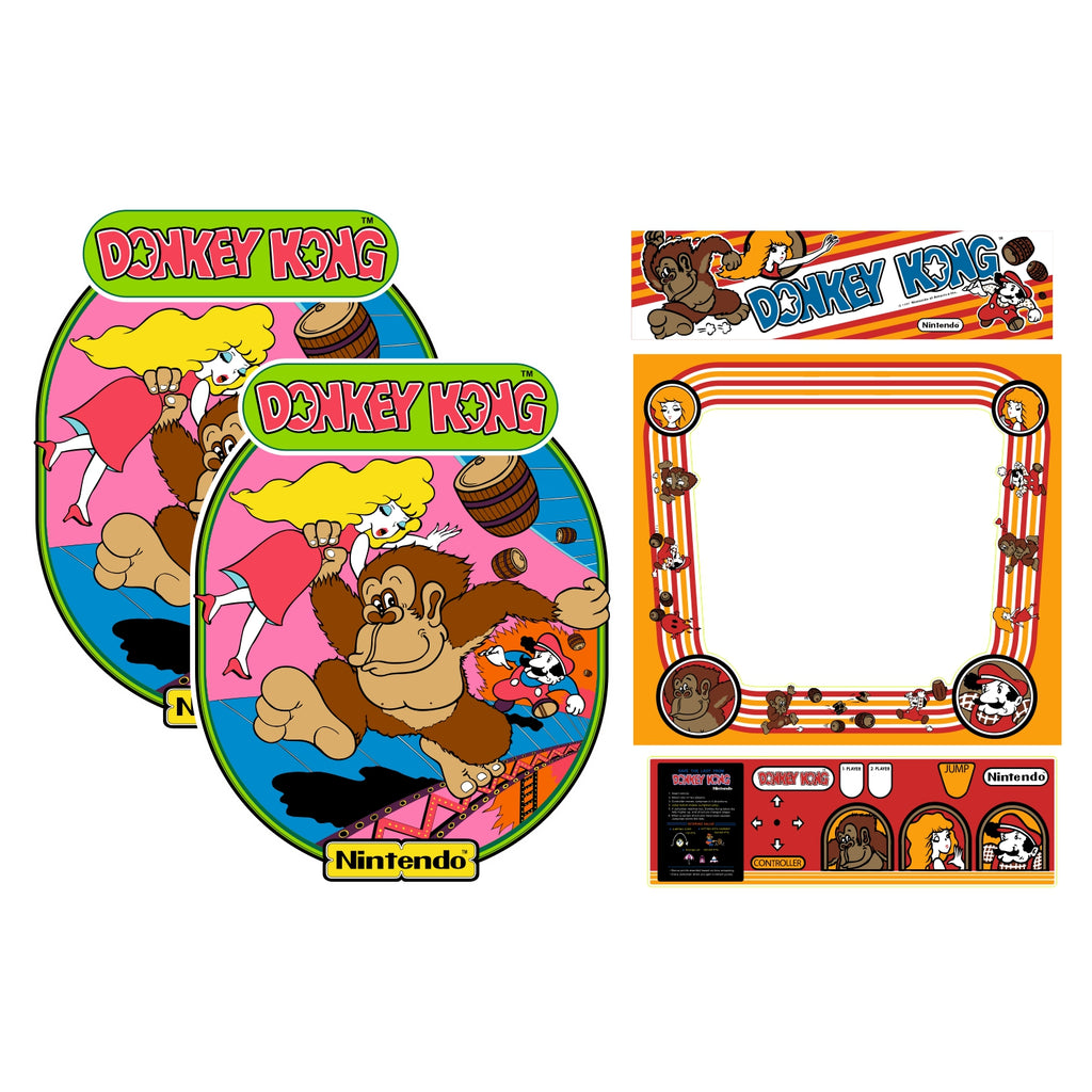 Donkey Kong Nintendo Arcade Cabinet Graphics Side Art for Reproduction With  Marquee 